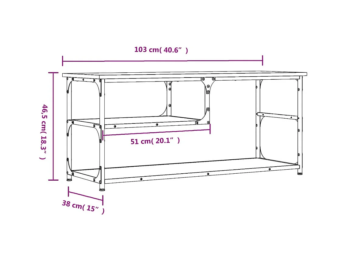 Leonard  Tv-meubel 103x38x46,5 cm bewerkt hout staal gerookt eikenkleur