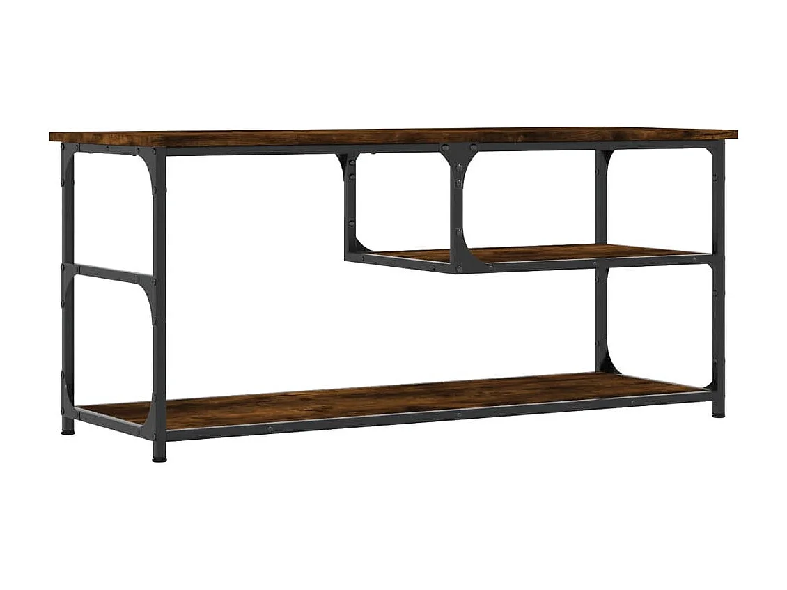Leonard  Meuble TV chêne fumé 103x38x46,5 cm bois d'ingénierie et acier