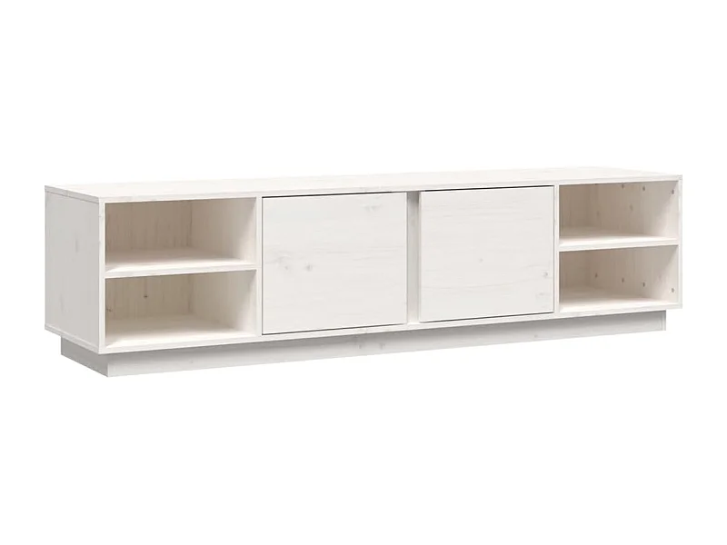 Renira  Meuble TV Blanc 156x40x40 cm Bois de pin massif
