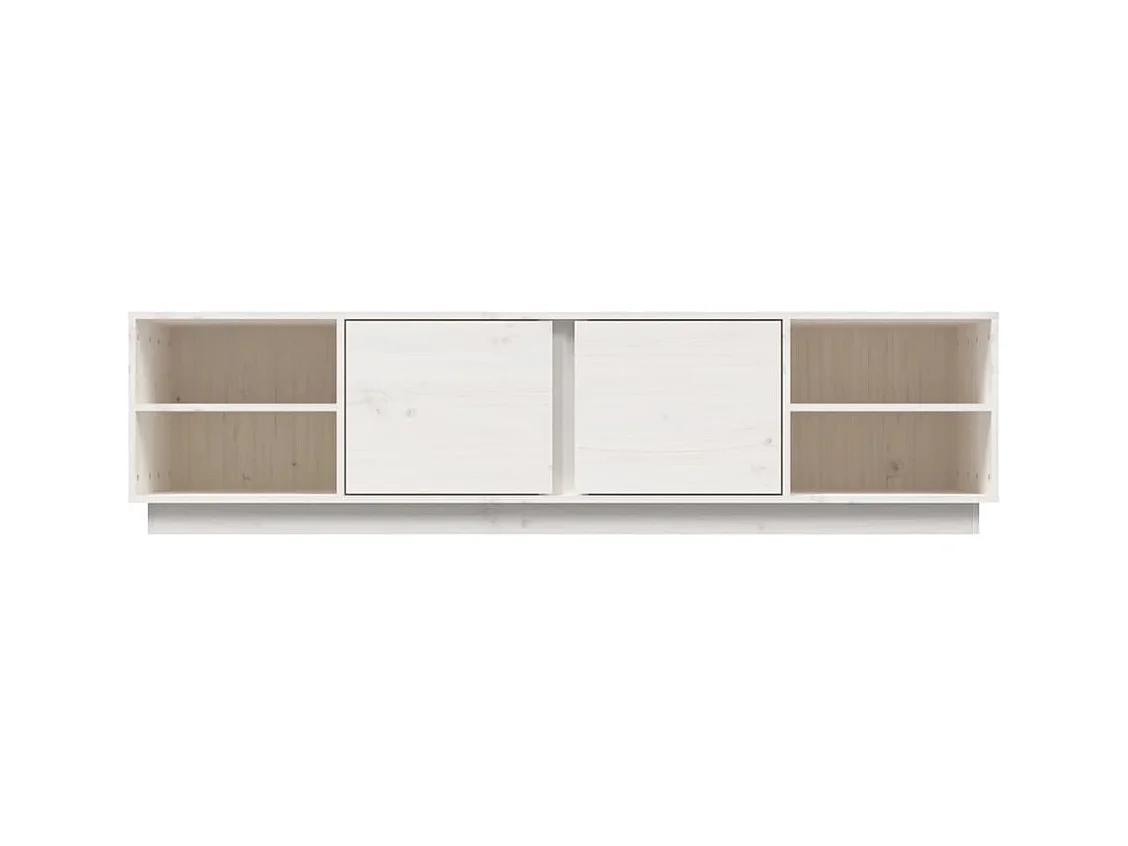 Renira  Meuble TV Blanc 156x40x40 cm Bois de pin massif