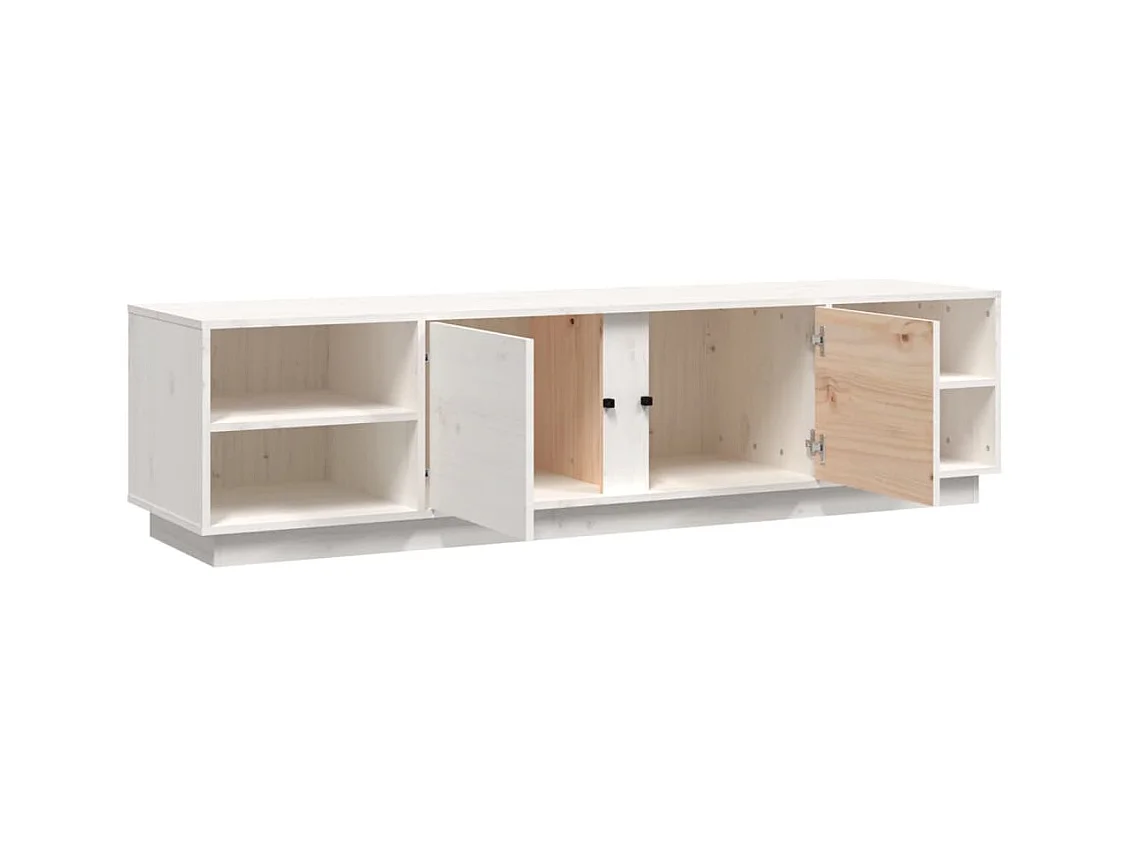 Renira  Meuble TV Blanc 156x40x40 cm Bois de pin massif