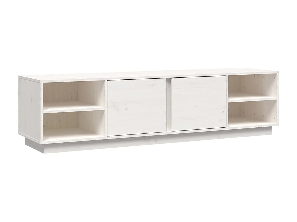 Renira  Meuble TV Blanc 156x40x40 cm Bois de pin massif