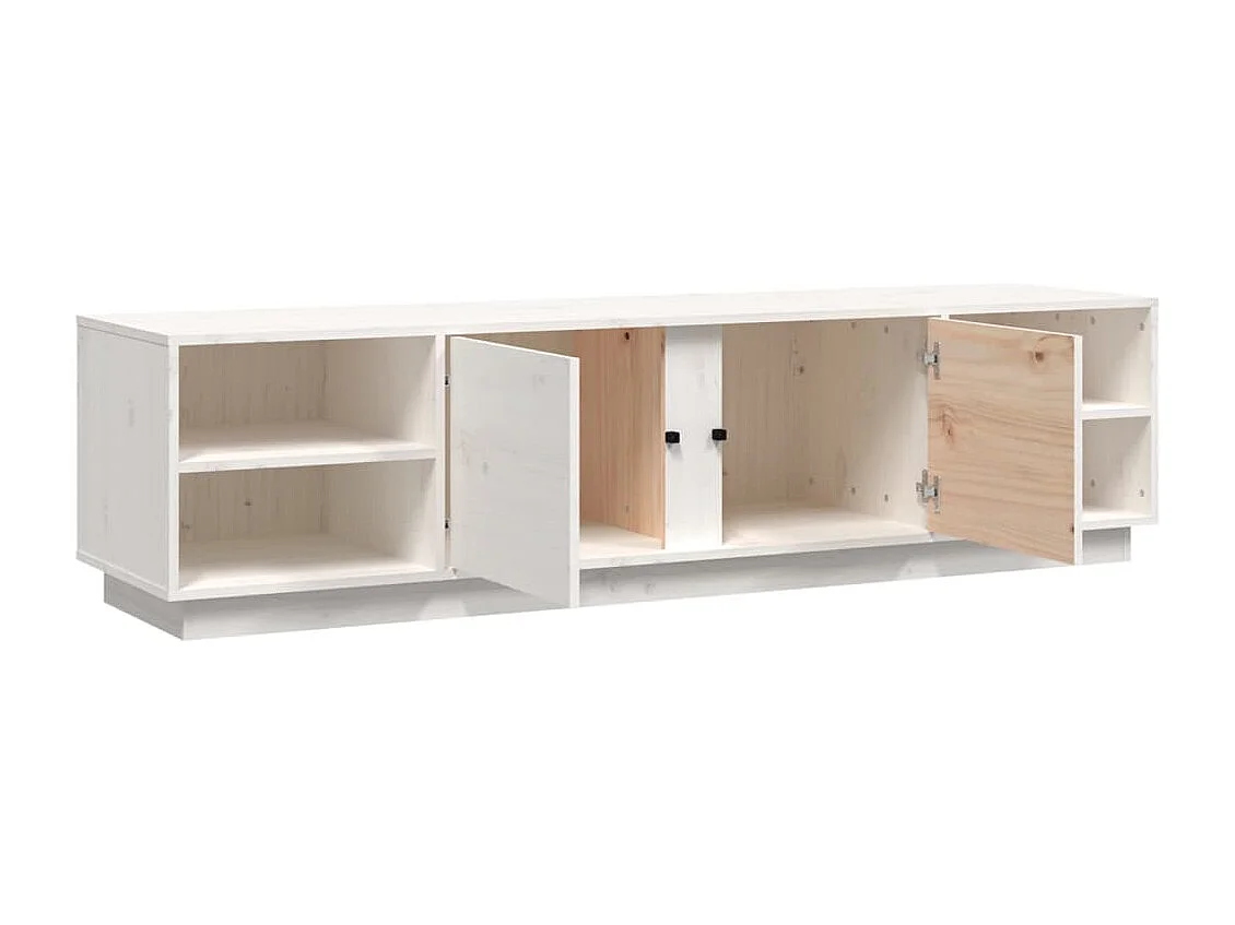 Renira  Meuble TV Blanc 156x40x40 cm Bois de pin massif