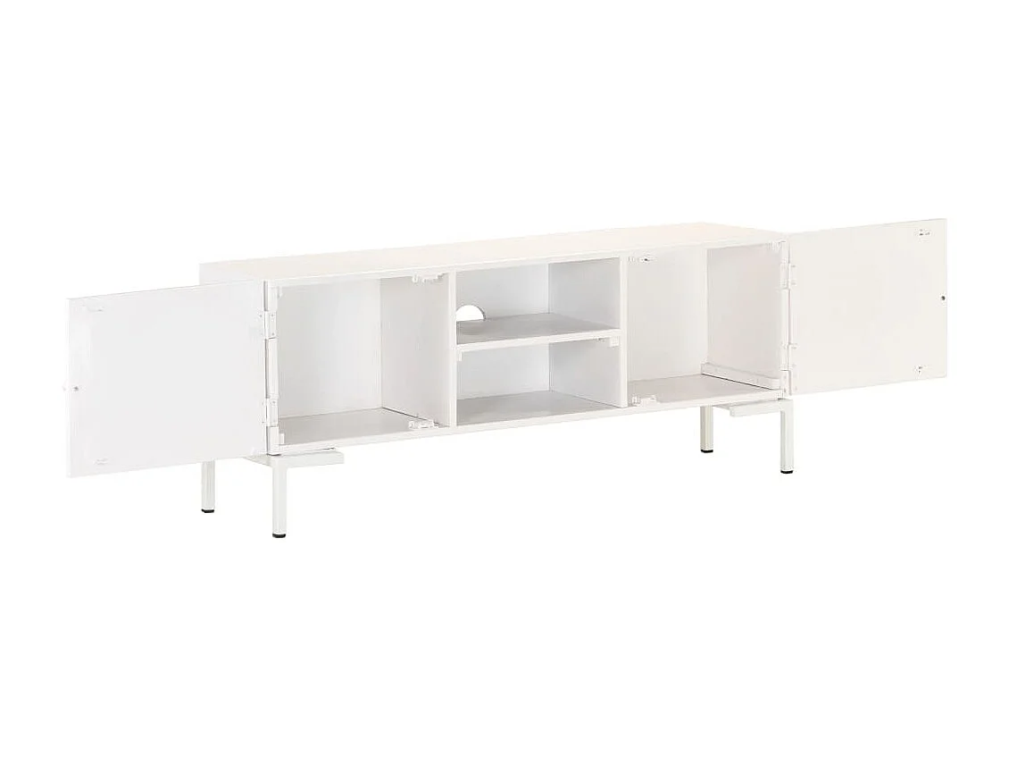 Garden Furniture -  Meuble TV Blanc 115x30x46 cm Bois massif de manguier