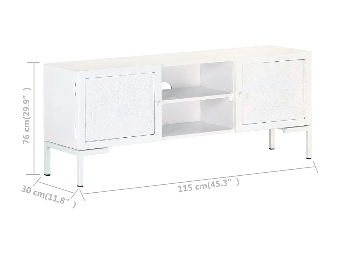 Garden Furniture -  Meuble TV Blanc 115x30x46 cm Bois massif de manguier