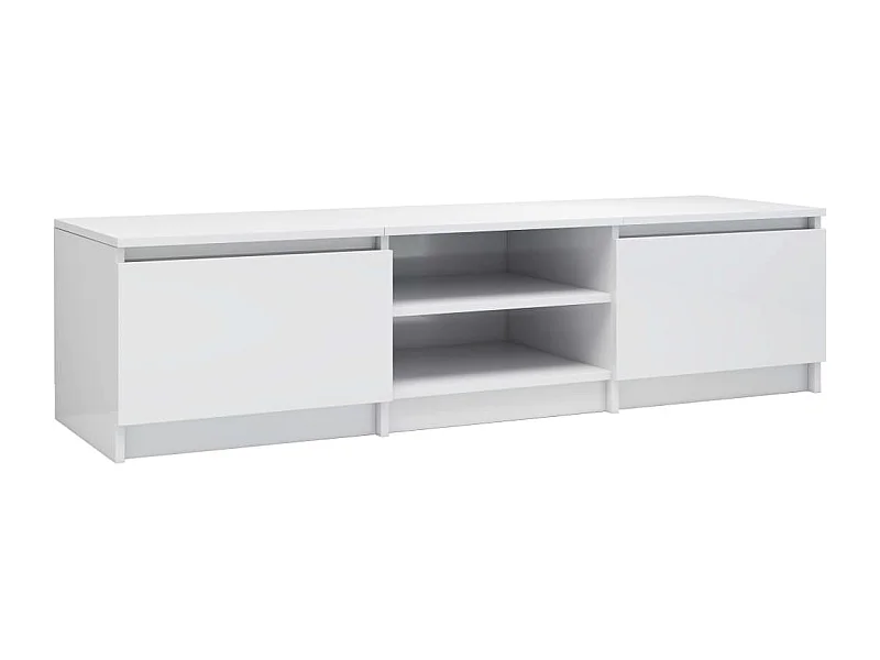 Kingman  Meuble TV blanc brillant 140x40x35,5 cm bois d'ingénierie