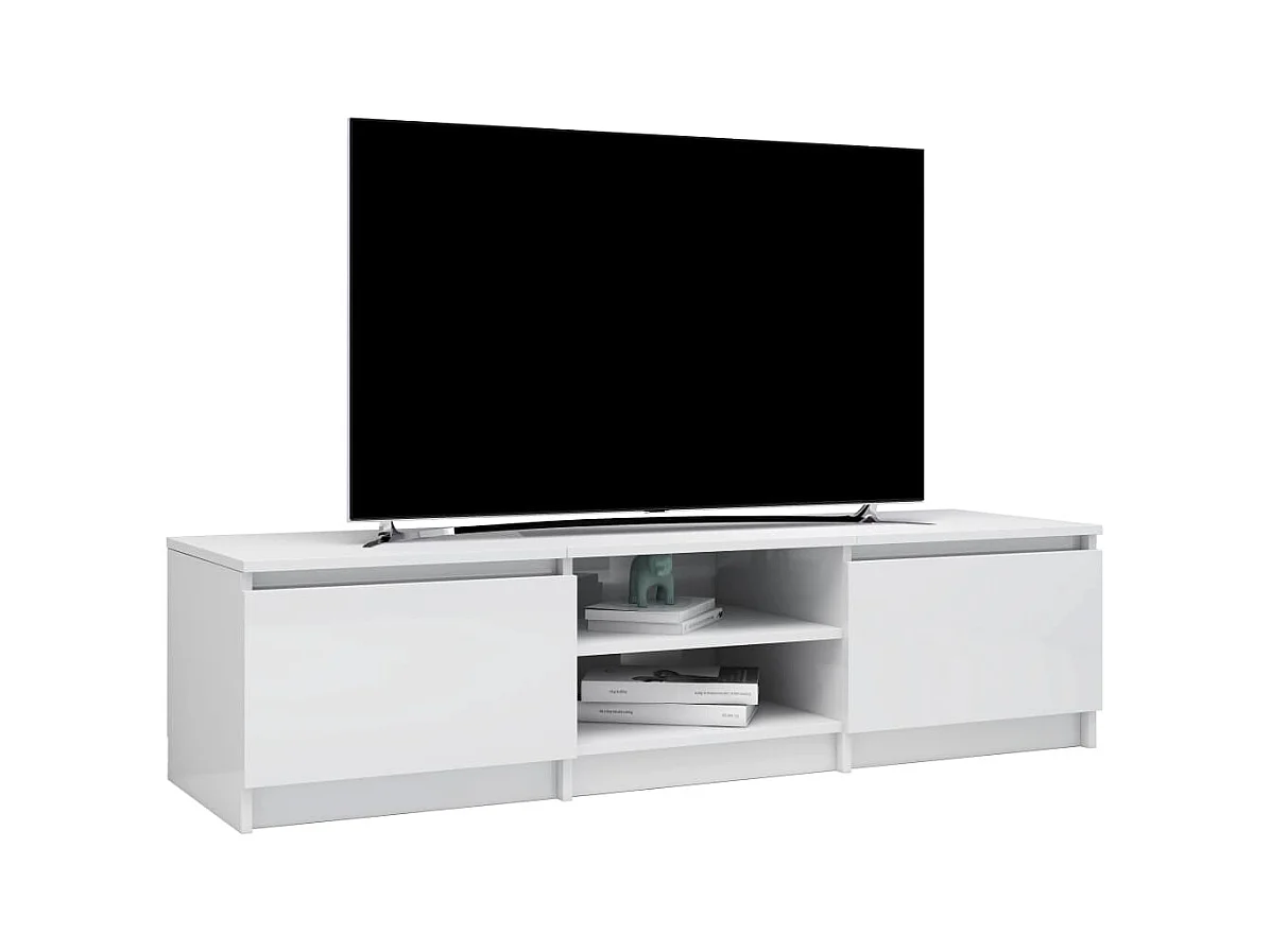 Kingman  Meuble TV blanc brillant 140x40x35,5 cm bois d'ingénierie