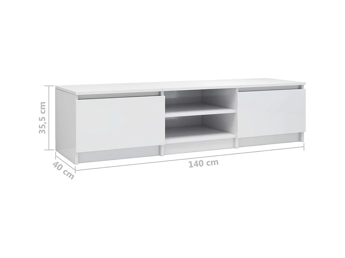 Kingman  Meuble TV blanc brillant 140x40x35,5 cm bois d'ingénierie