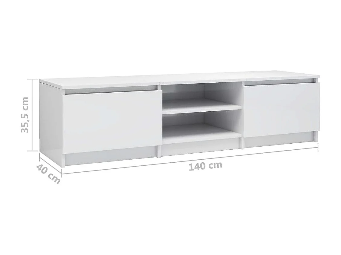 Kingman  Meuble TV blanc brillant 140x40x35,5 cm bois d'ingénierie