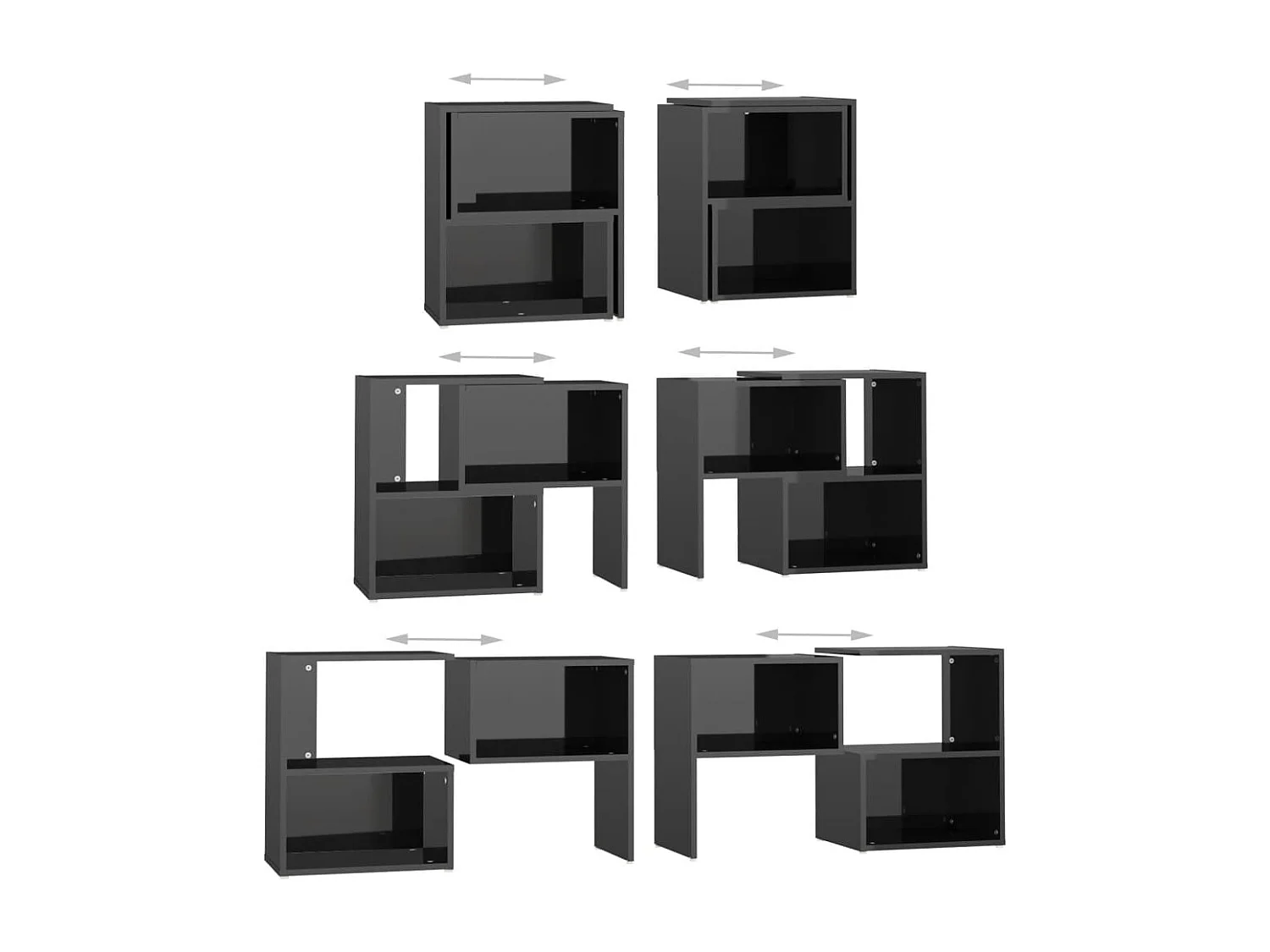 Dalia  Mueble de TV madera contrachapada negro brillante 104x30x52 cm