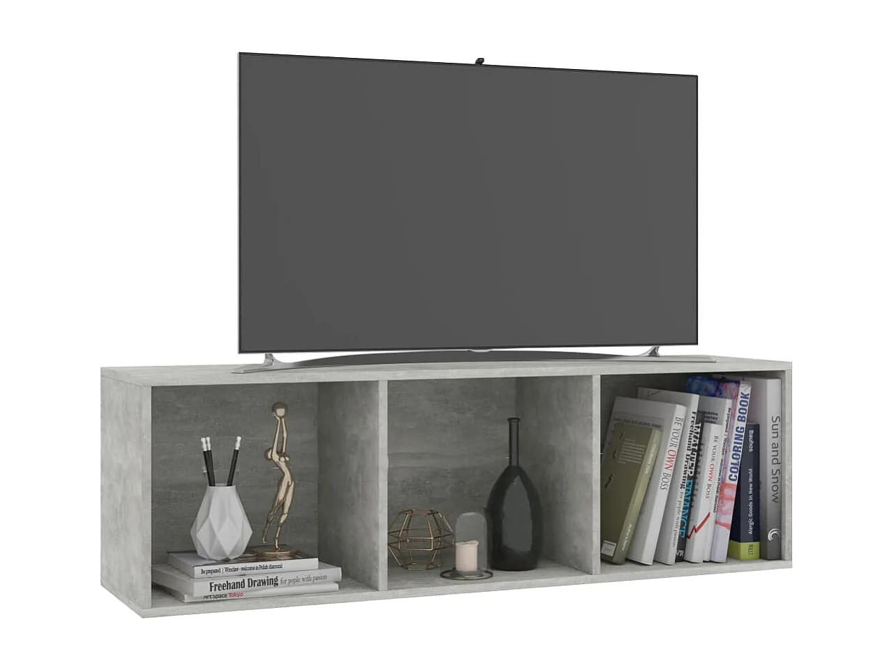 Pieter  Bibliothèque/Meuble TV Gris béton 36x30x114cm Bois d’ingénierie