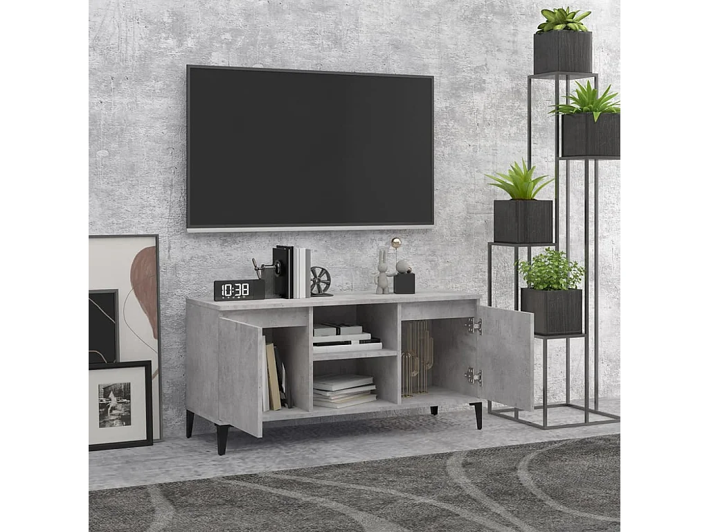 Billie  Meuble TV avec pieds en métal Gris béton 103,5x35x50 cm