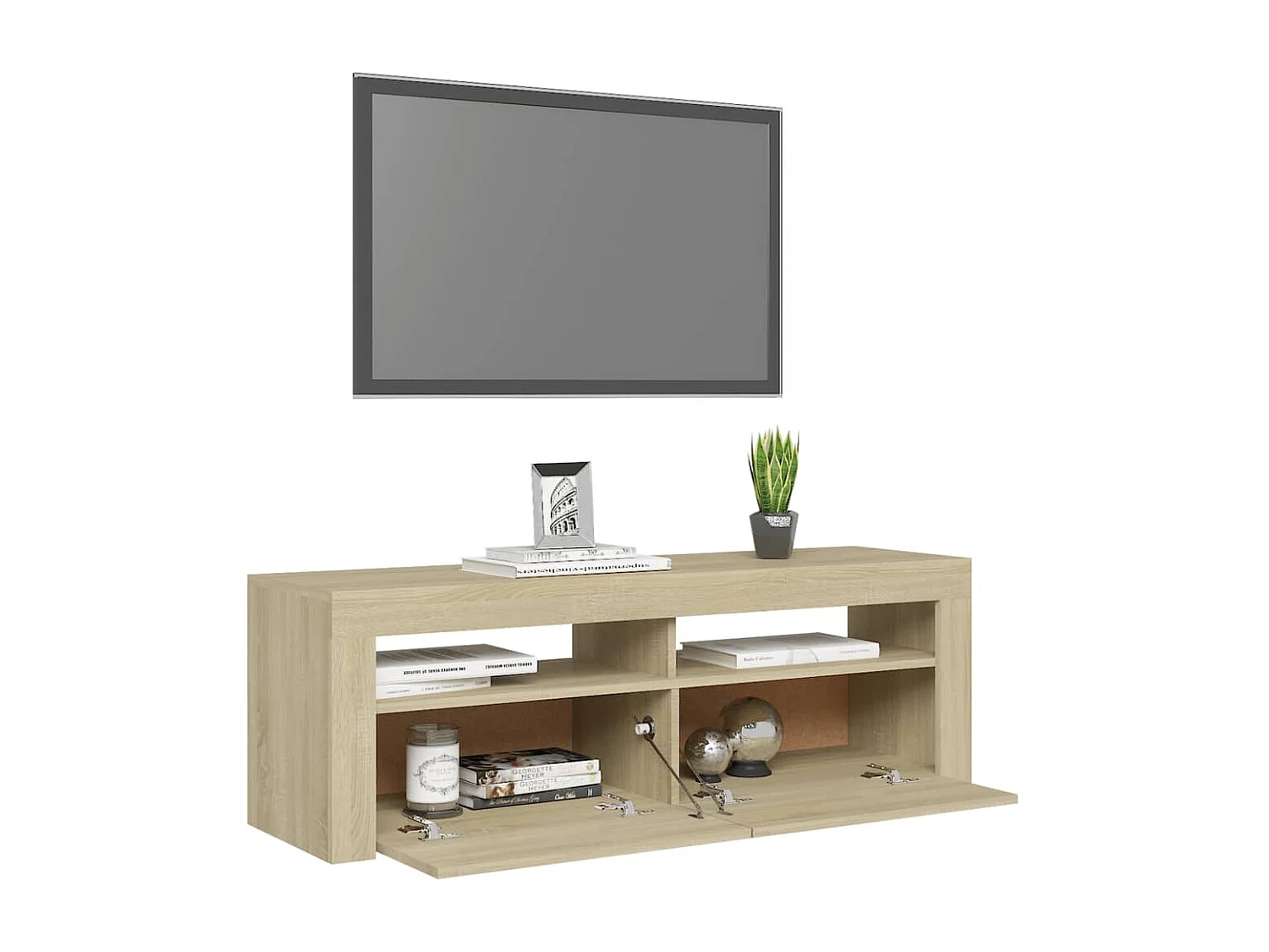 Afet  Meuble TV avec lumières LED chêne sonoma 120x35x40 cm