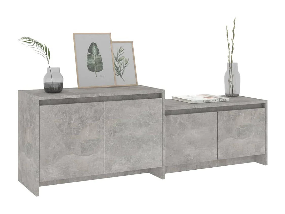 Barre  Meuble TV gris béton 146,5x35x50 cm bois d'ingénierie