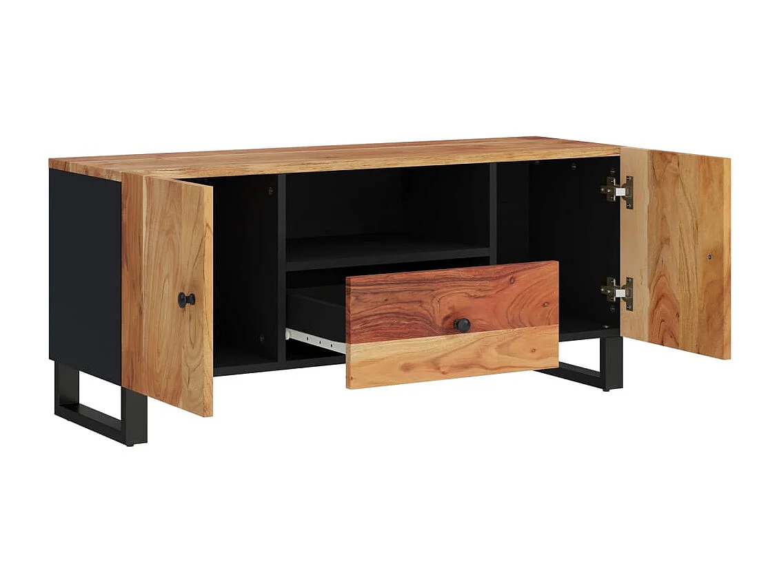 Invar  Meuble TV 105x33,5x46 cm bois d'acacia solide et d'ingénierie