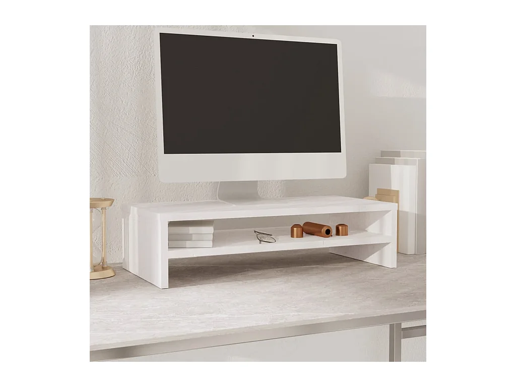 Prolenta Premium -  Support de moniteur Blanc 50x24x13 cm Bois de pin solide