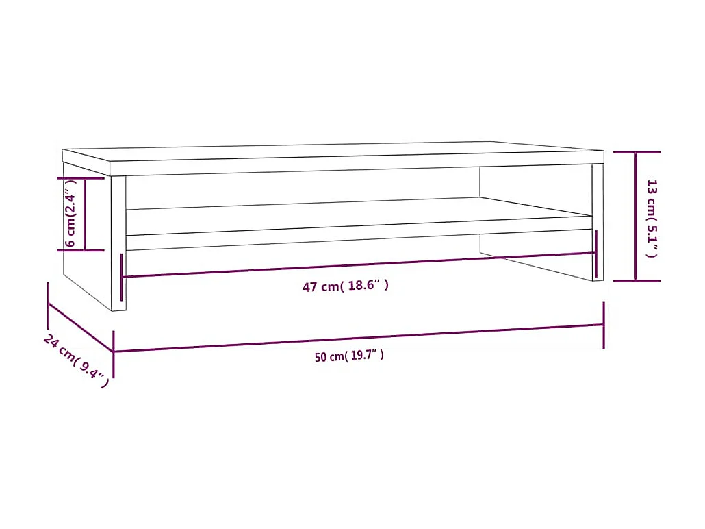 Prolenta Premium -  Support de moniteur Blanc 50x24x13 cm Bois de pin solide