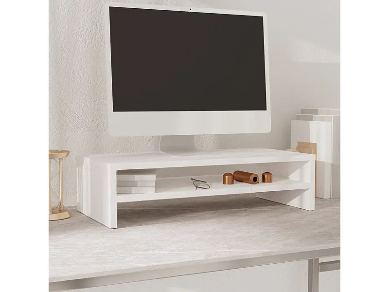 Prolenta Premium -  Soporte de monitor madera maciza de pino blanco 50x24x13 cm