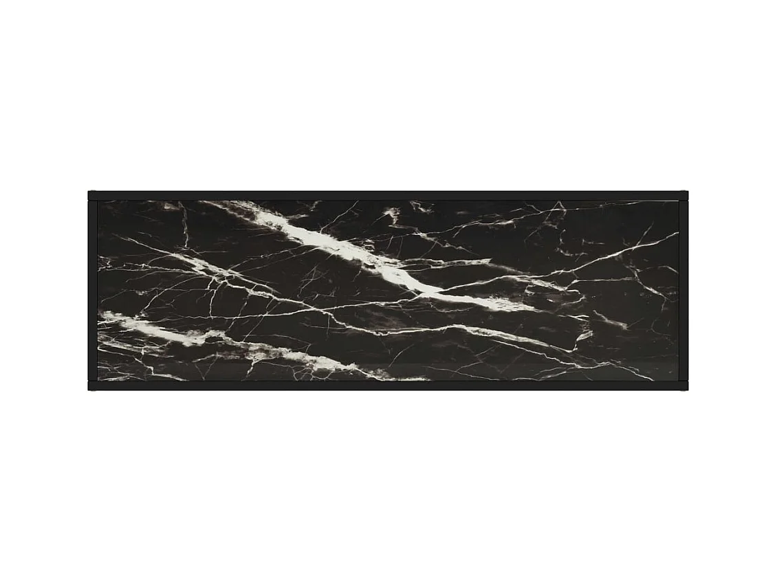 Iselin Marie  Meuble TV noir avec verre marbre noir 120x40x40 cm