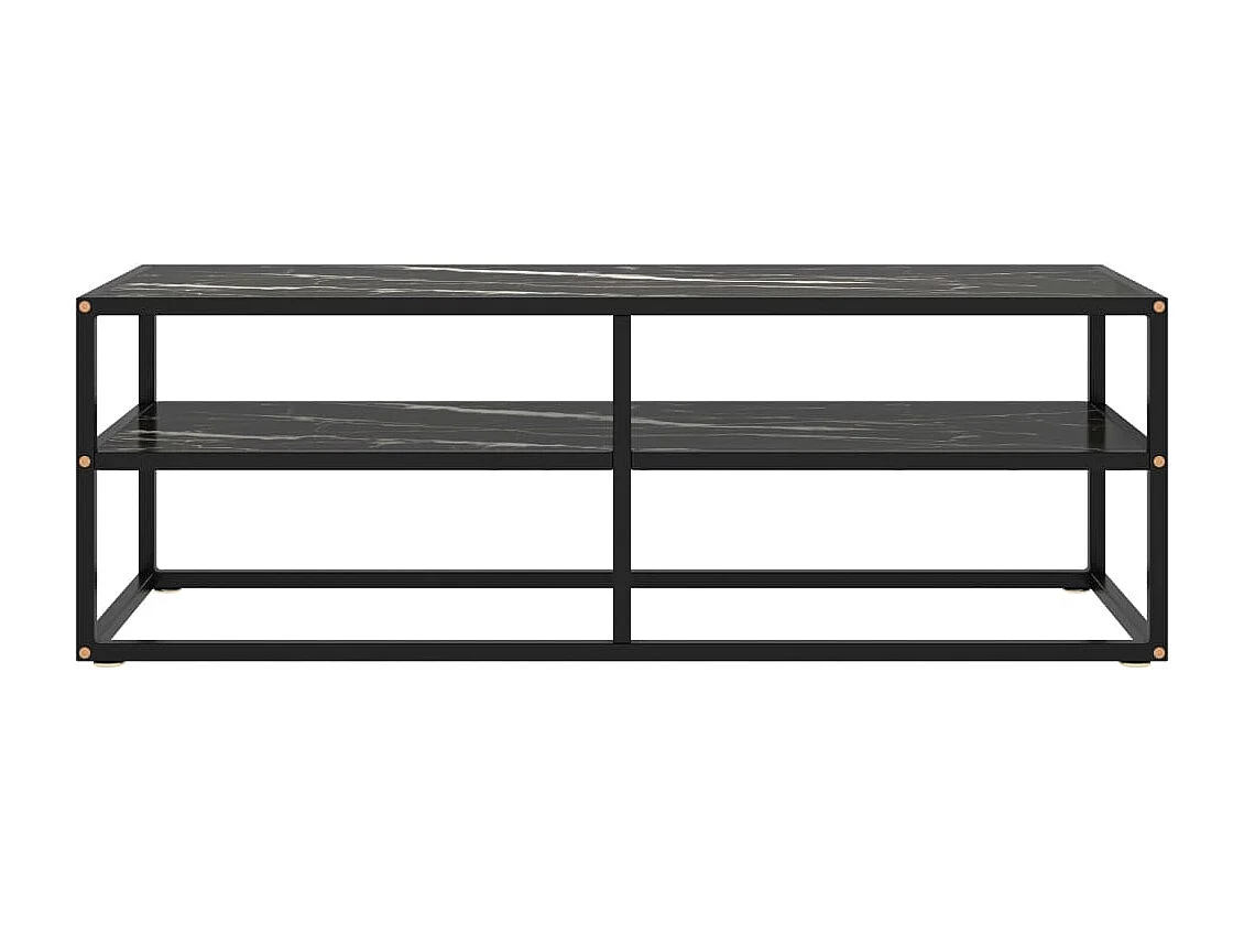 Iselin Marie  Meuble TV noir avec verre marbre noir 120x40x40 cm