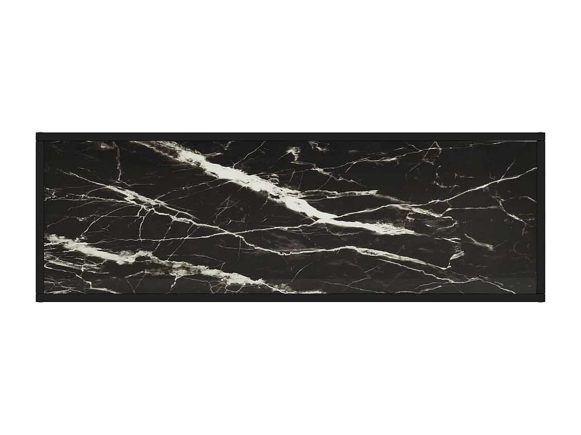 Iselin Marie  Meuble TV noir avec verre marbre noir 120x40x40 cm