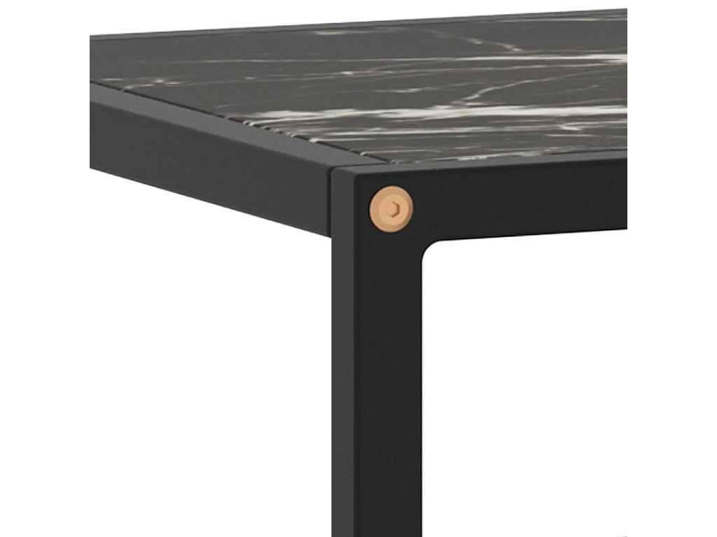 Iselin Marie  Meuble TV noir avec verre marbre noir 120x40x40 cm