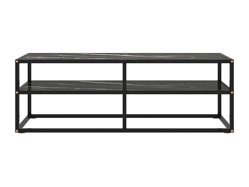 Iselin Marie  Meuble TV noir avec verre marbre noir 120x40x40 cm