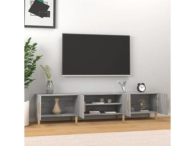 Ylenna  Tv-meubel 180x31,5x40 cm bewerkt hout grijs sonoma eikenkleurig