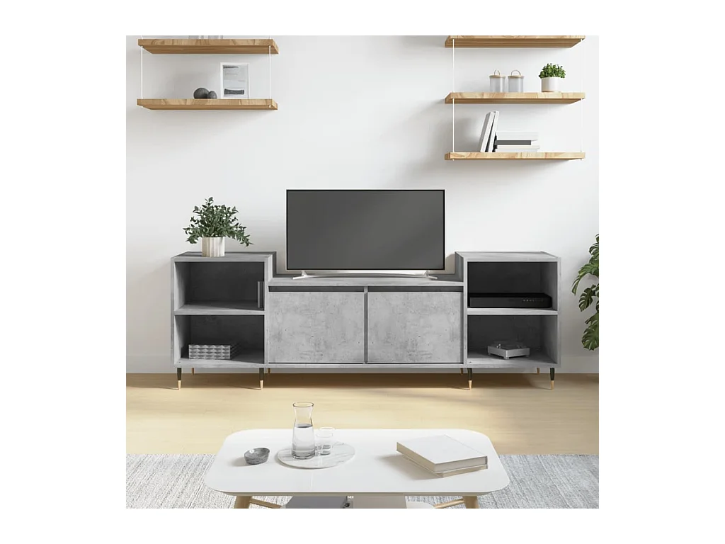 Malik Blake  Meuble TV Gris béton 160x35x55 cm Bois d'ingénierie