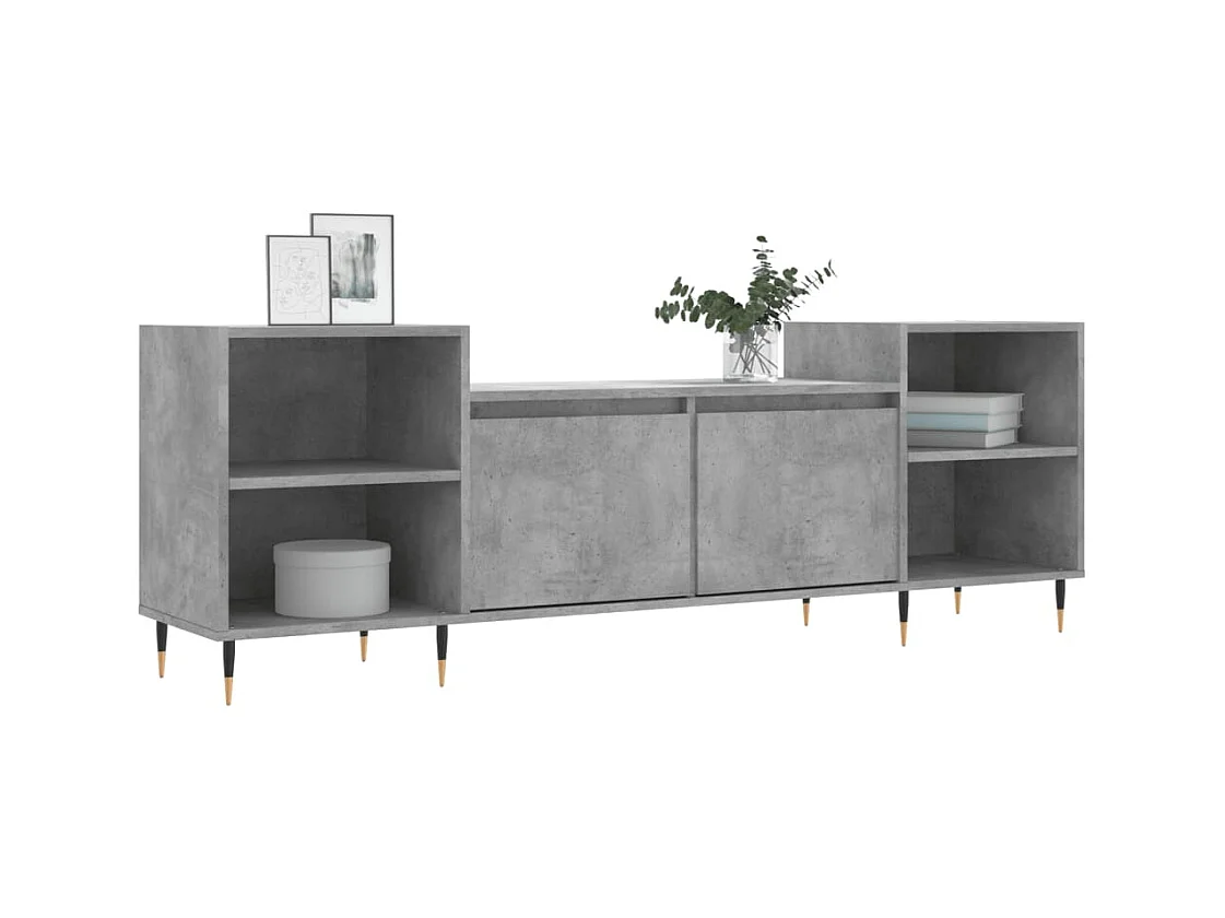 Malik Blake  Meuble TV Gris béton 160x35x55 cm Bois d'ingénierie