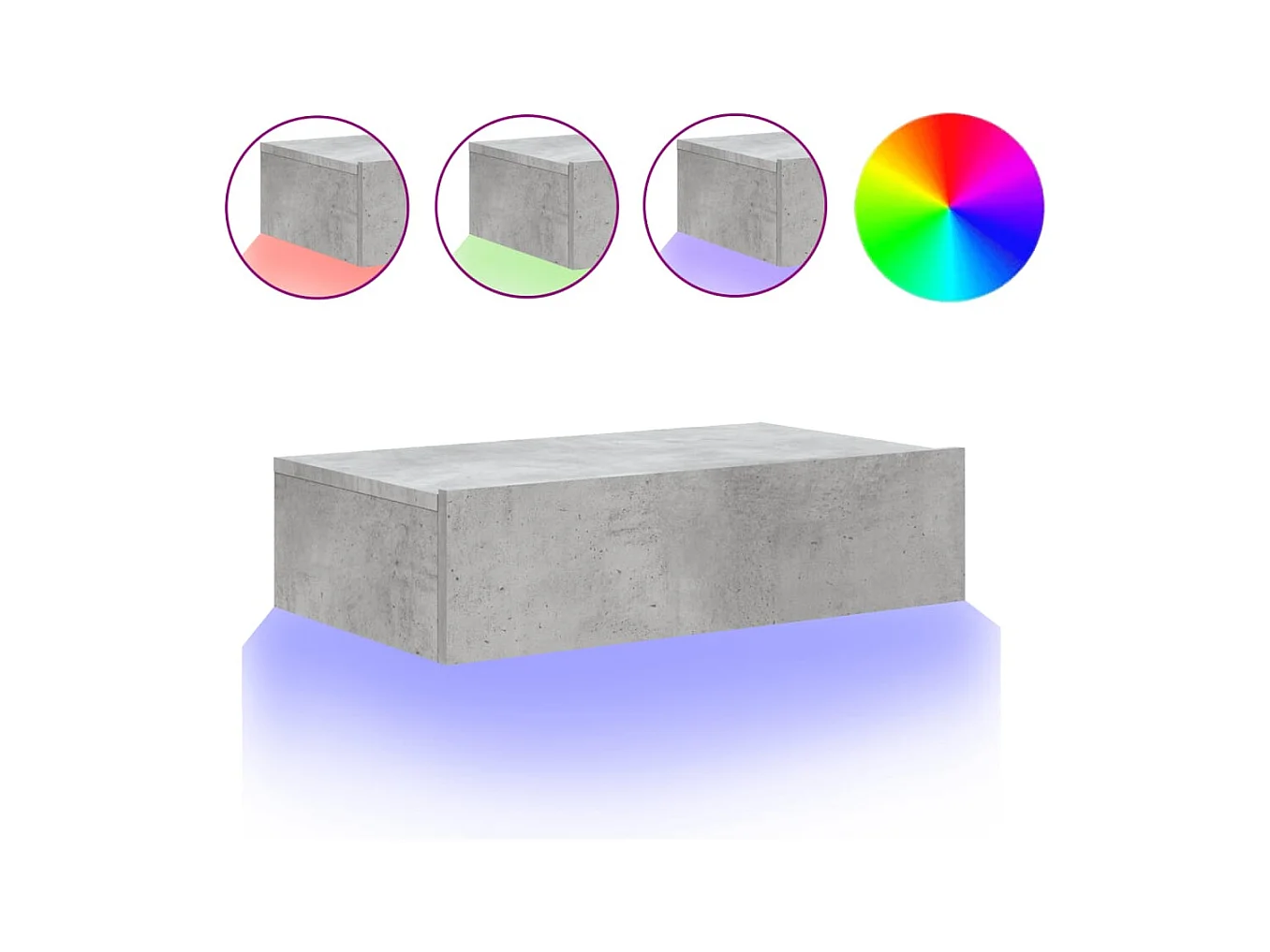 Felizia  Meuble TV avec éclairage LED gris béton 60x35x15,5 cm