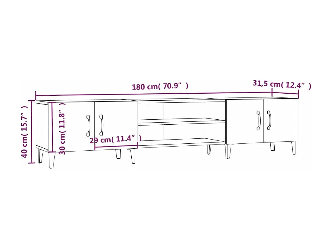 Odette  Mueble para TV madera contrachapada gris Sonoma 180x31,5x40 cm