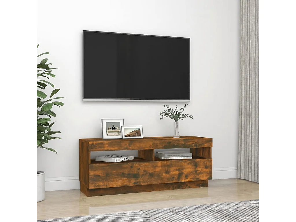 Roelant  Meuble TV avec lumières LED chêne fumé 100x35x40 cm