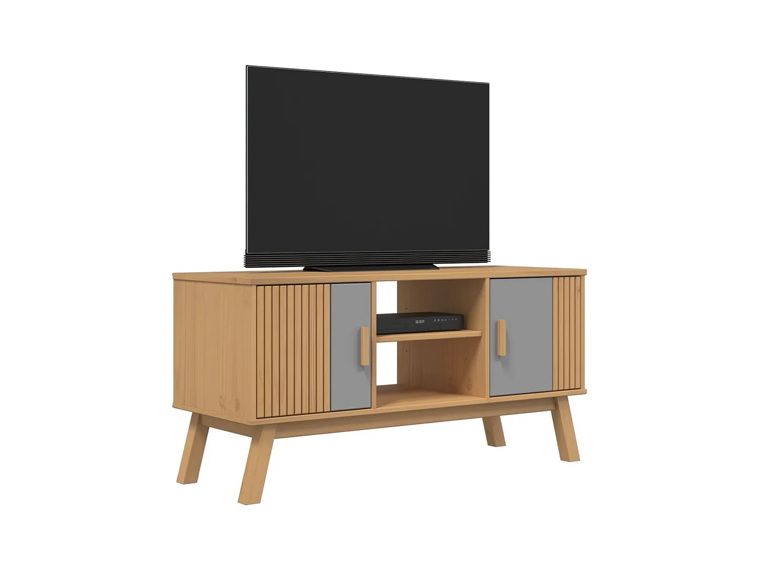 Mykarl  Meuble TV OLDEN gris et marron 114x43x57 cm bois de pin massif