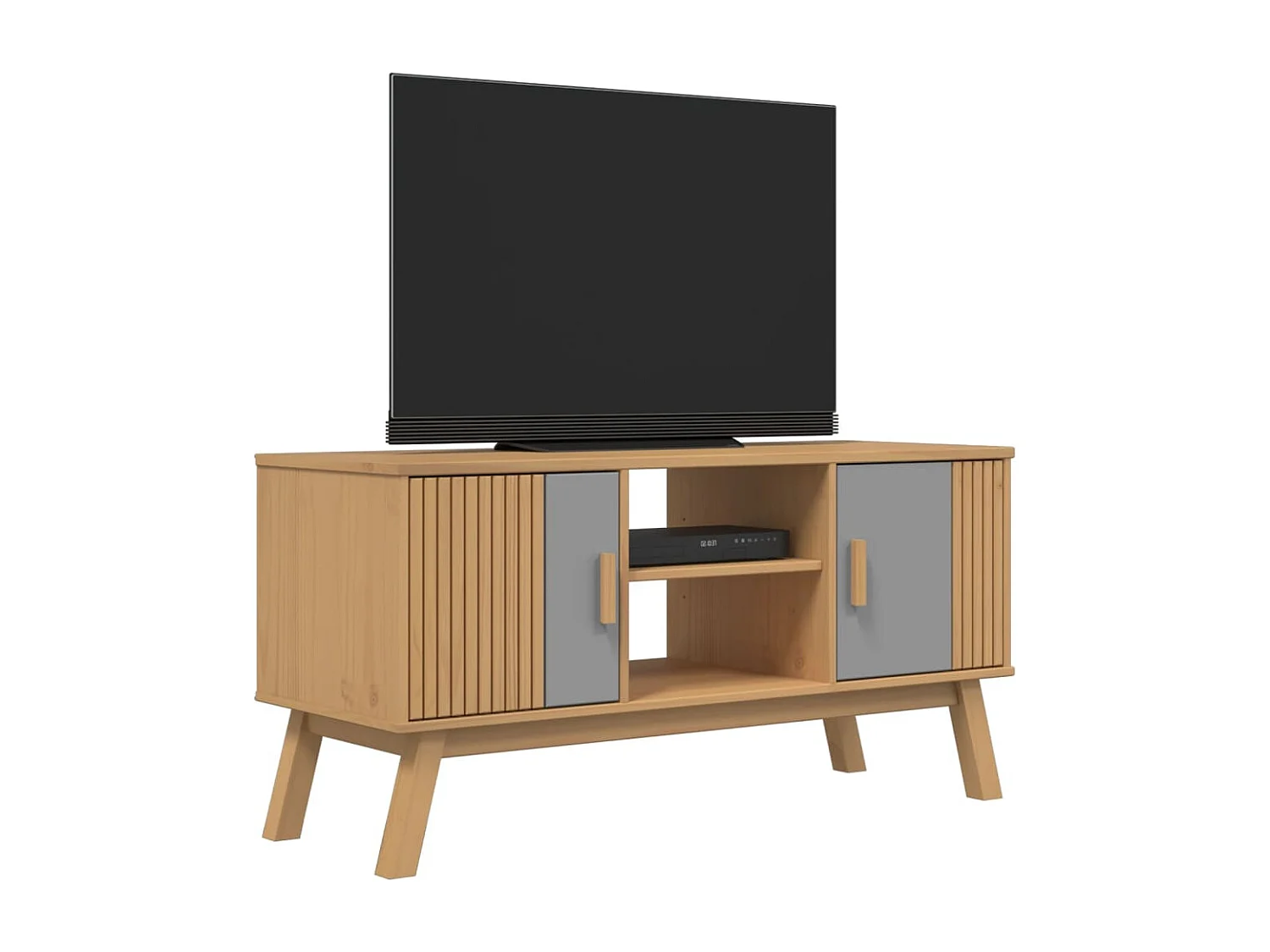 Mykarl  Meuble TV OLDEN gris et marron 114x43x57 cm bois de pin massif