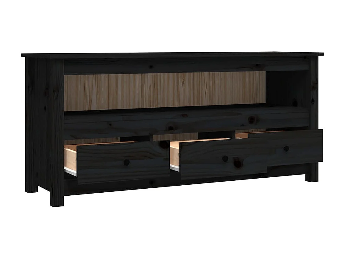 Selim  Mueble de TV de madera maciza de pino negro 114x35x52 cm