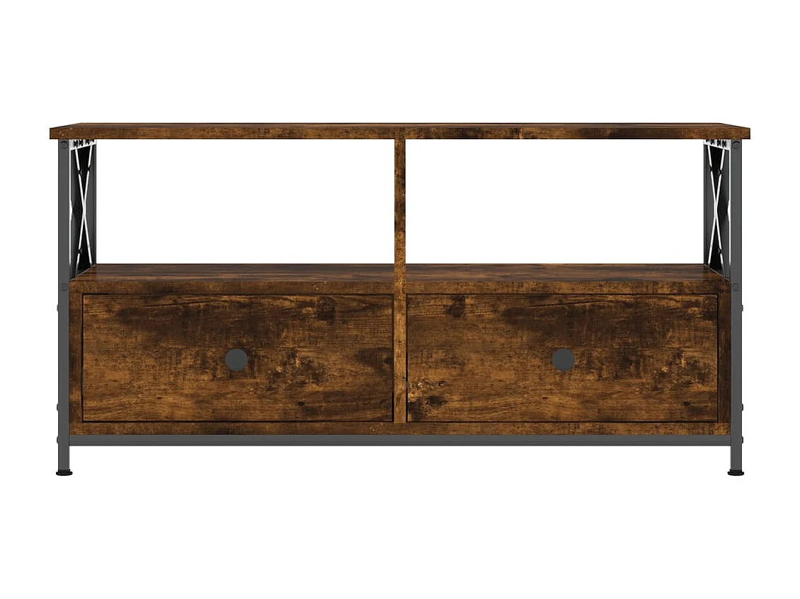Sophie-Bernadette-Marie  Meuble TV chêne fumé 90x33x45 cm bois d'ingénierie et fer