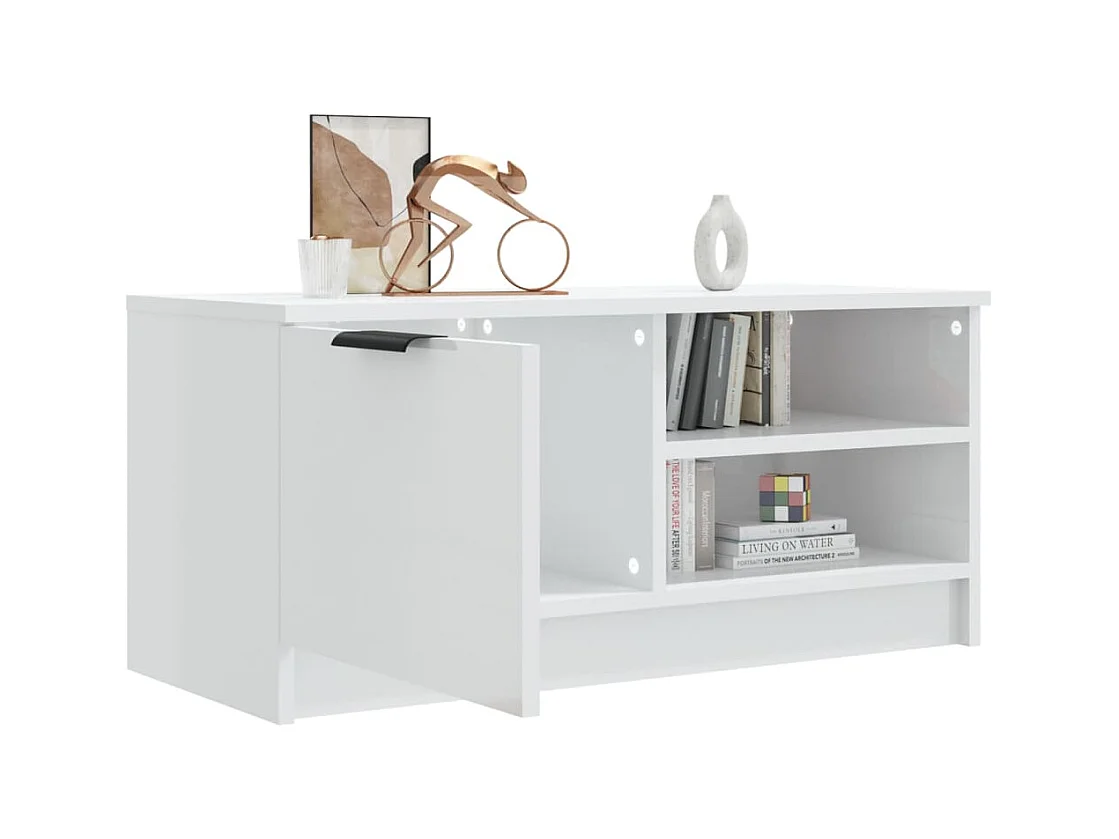Bryvra  Meuble TV Blanc brillant 80x35x36,5 cm Bois d'ingénierie