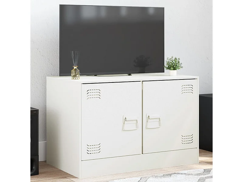 Castlerea  Mueble para TV de acero blanco 67x39x44 cm