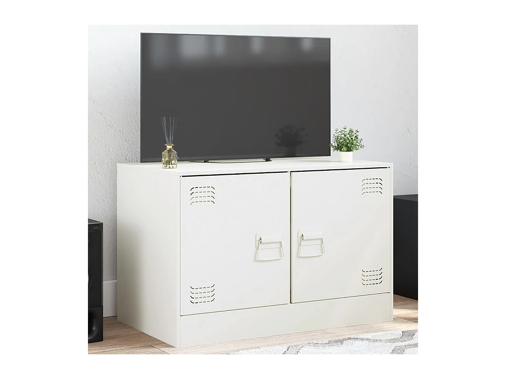 Castlerea  Meuble TV blanc 67x39x44 cm acier