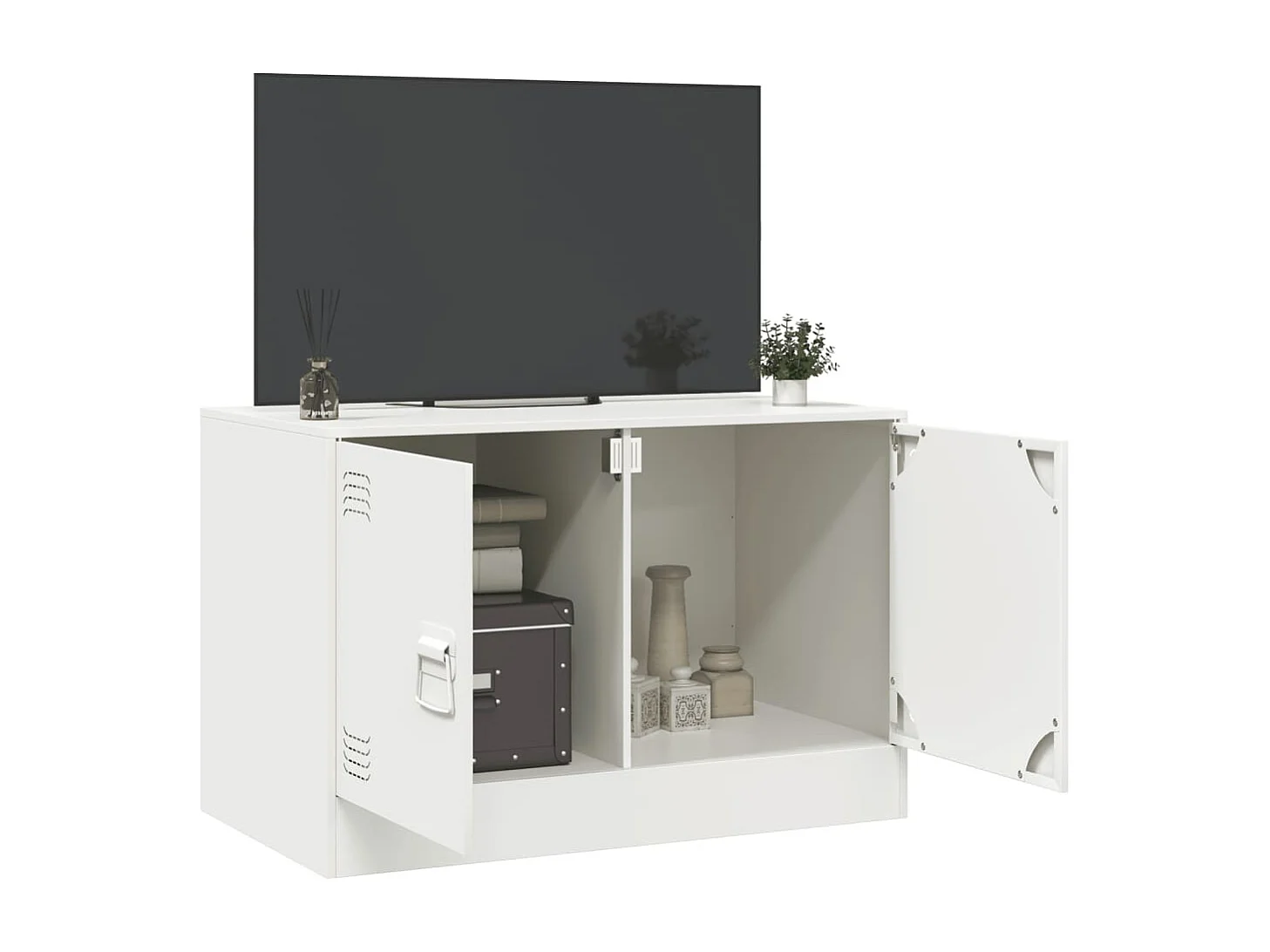 Castlerea  Meuble TV blanc 67x39x44 cm acier