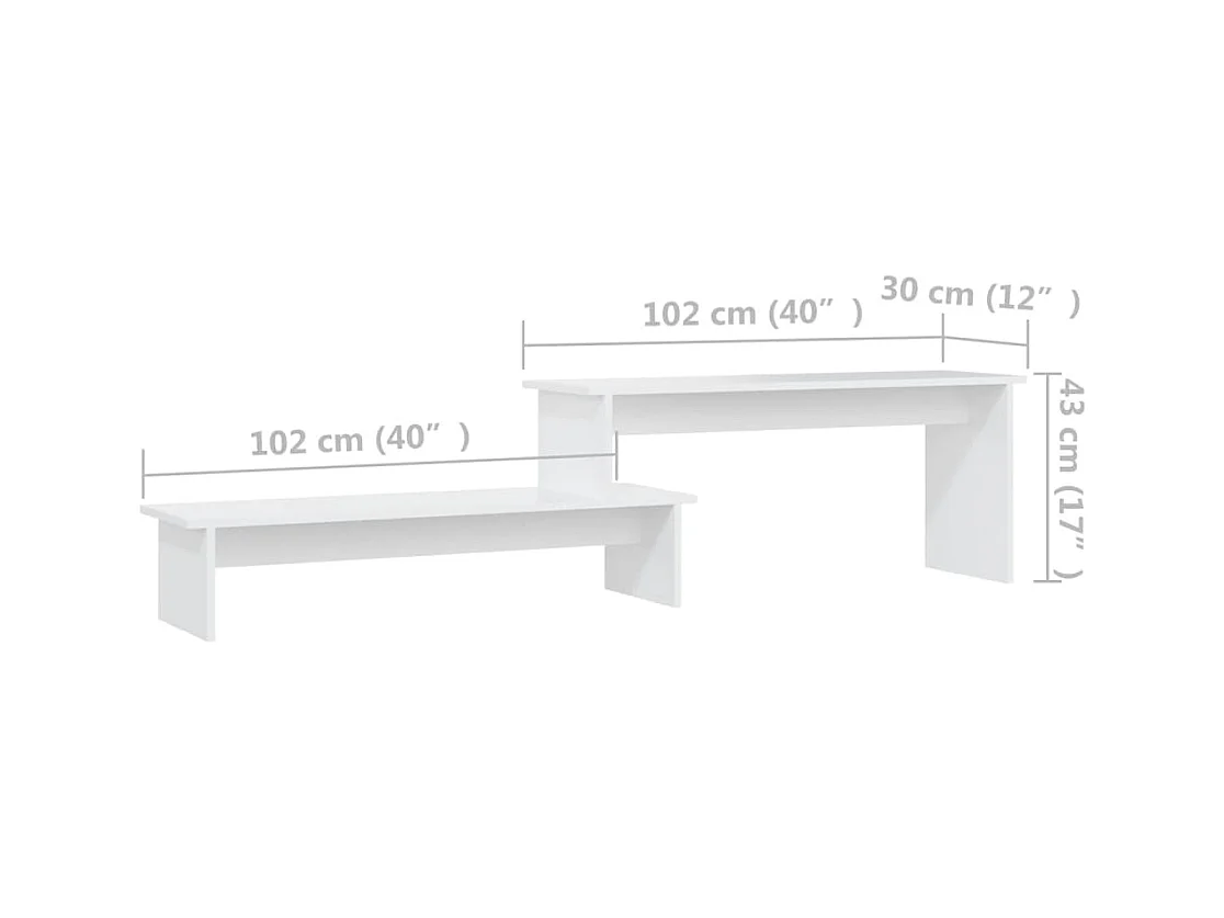 Gritnir  Meuble TV Blanc 180x30x43 cm Aggloméré