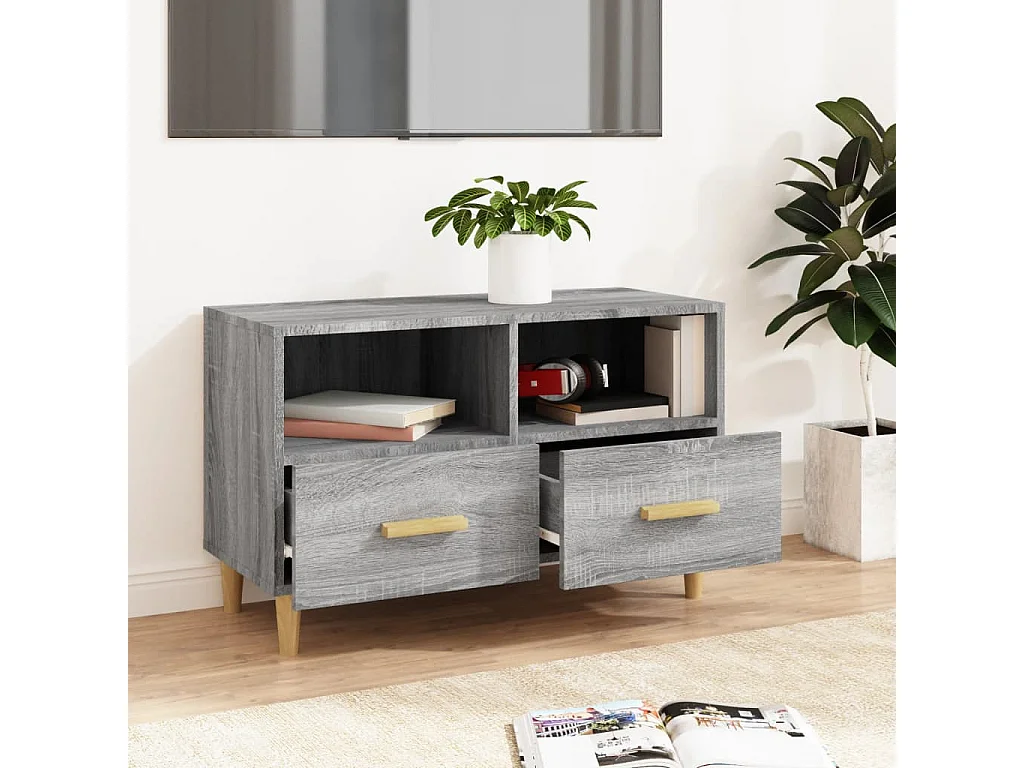 Millingen aan de Rijn  Meuble TV Sonoma gris 80x36x50 cm Bois d'ingénierie