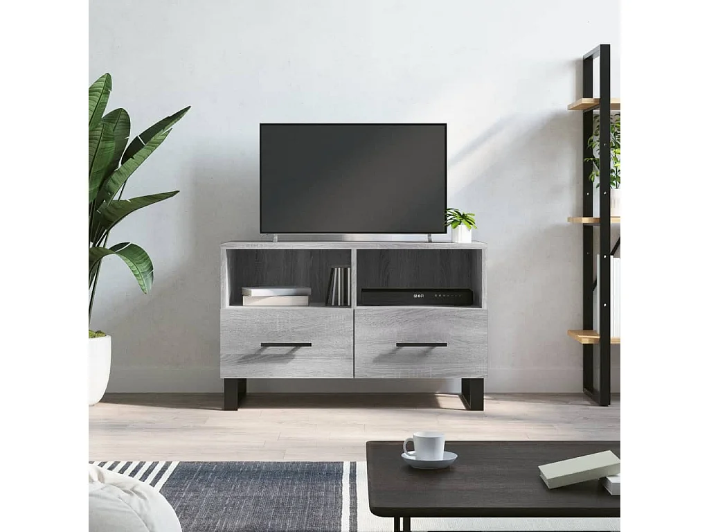 Sigil  Mueble de TV madera de ingeniería gris Sonoma 80x36x50 cm