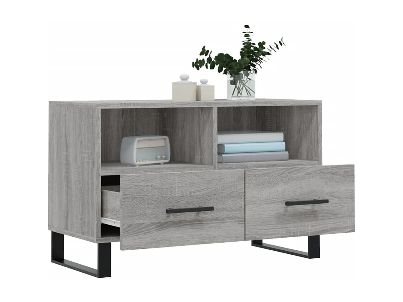 Sigil  Mueble de TV madera de ingeniería gris Sonoma 80x36x50 cm
