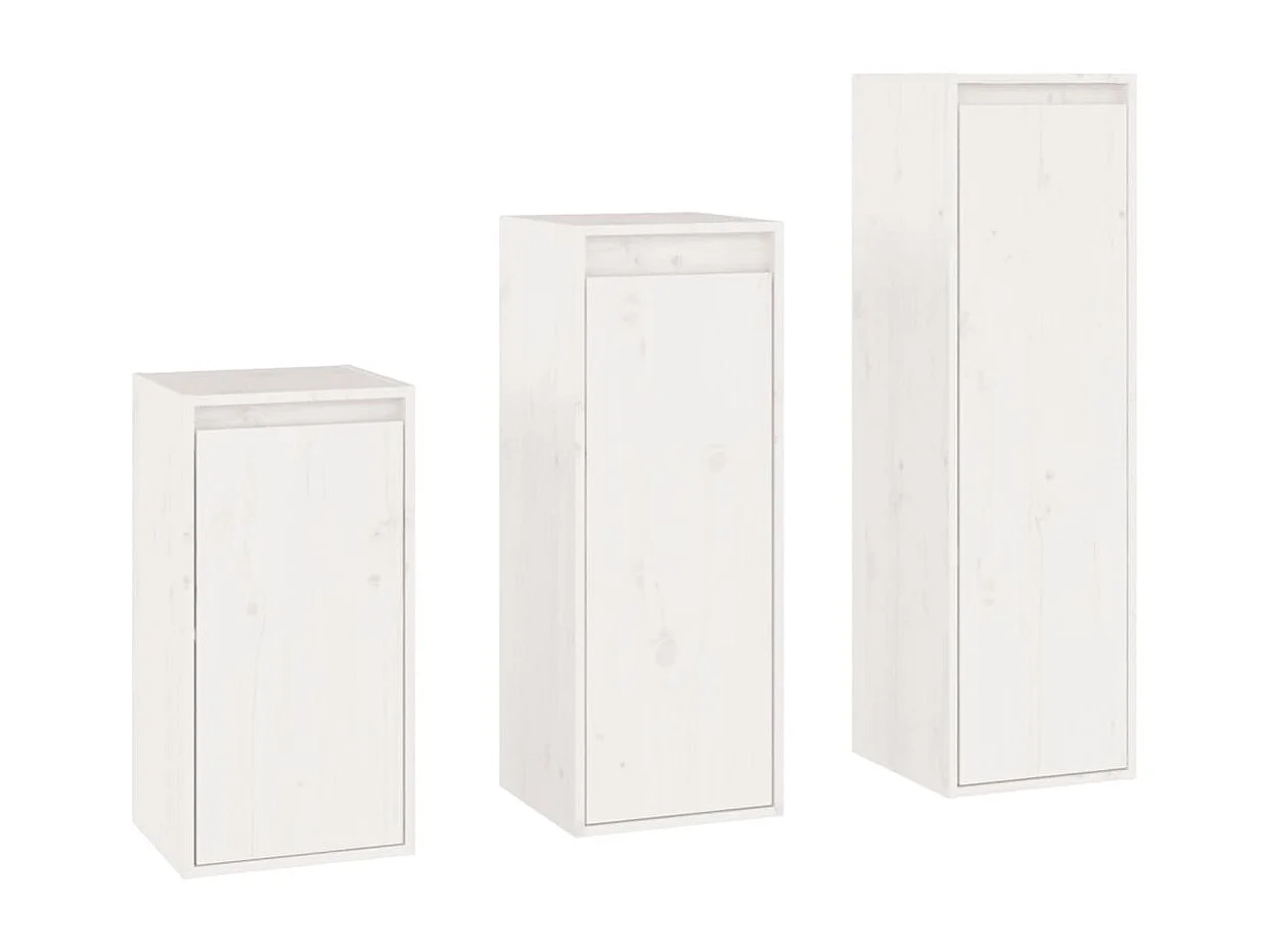 Yrorin  Meubles TV 3 pcs Blanc Bois massif de pin