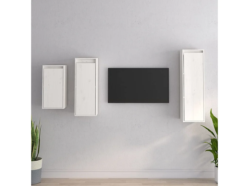 Yrorin  Meubles TV 3 pcs Blanc Bois massif de pin