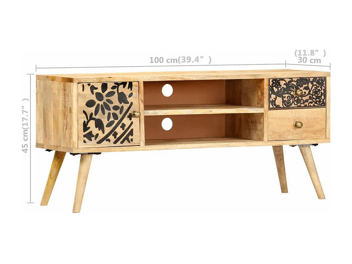 Garden Furniture -  Meuble TV 100x30x45 cm bois massif de manguier