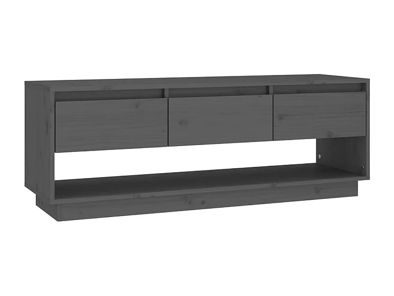 Amber  Mueble de TV de madera maciza de pino gris 110,5x34x40 cm