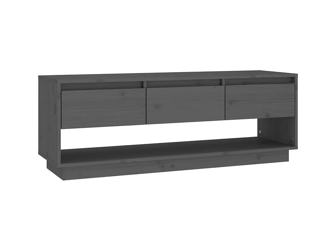 Amber  Meuble TV Gris 110,5x34x40 cm Bois de pin massif